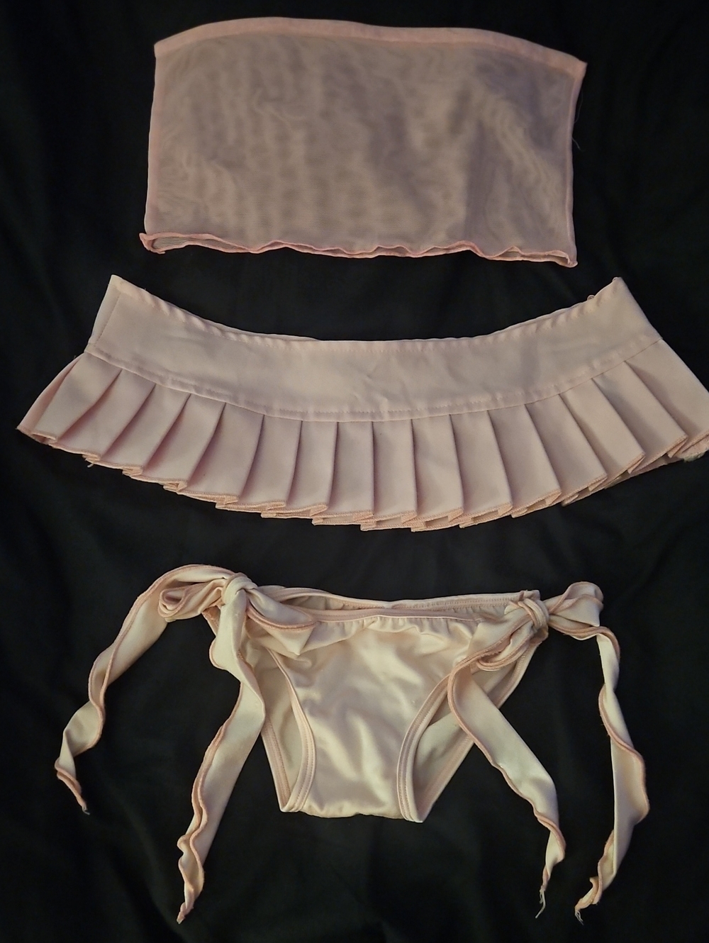 🌸Je T'aime Hollywood Pink Exotic Dancewear 3pc Set-Pleated Micro Skirt Top🌸